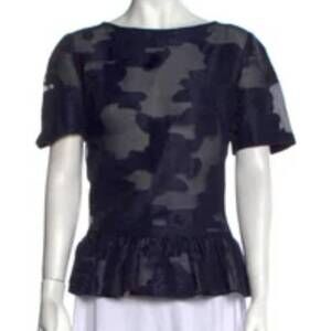 NEW BIGIO COLLECTION women's bateau jacquard top in blue